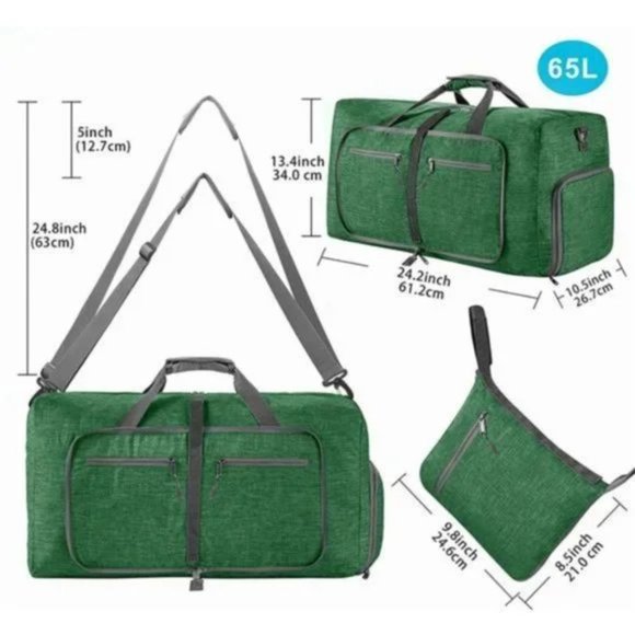 Beverly Hills Carryall Duffle Leather Bag in Olive Green New Travel Duffle Bag for Men, E Deep Green